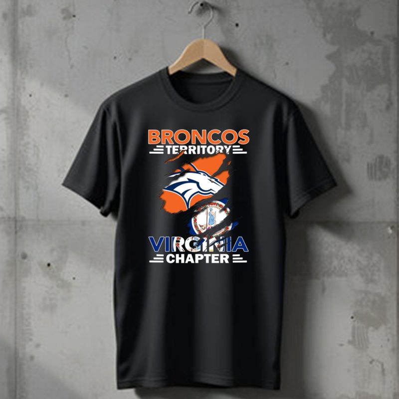 Broncos Territory Virginia Chapter Logo With Virginia State Flag And Denver Broncos Emblem T Shirt 1 T Shirt 1
