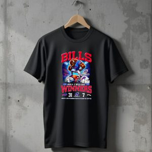 Buffalo Bills 2025 AFC Wild Card Winner Beat Denver Broncos 31 7 Mascot T-Shirt