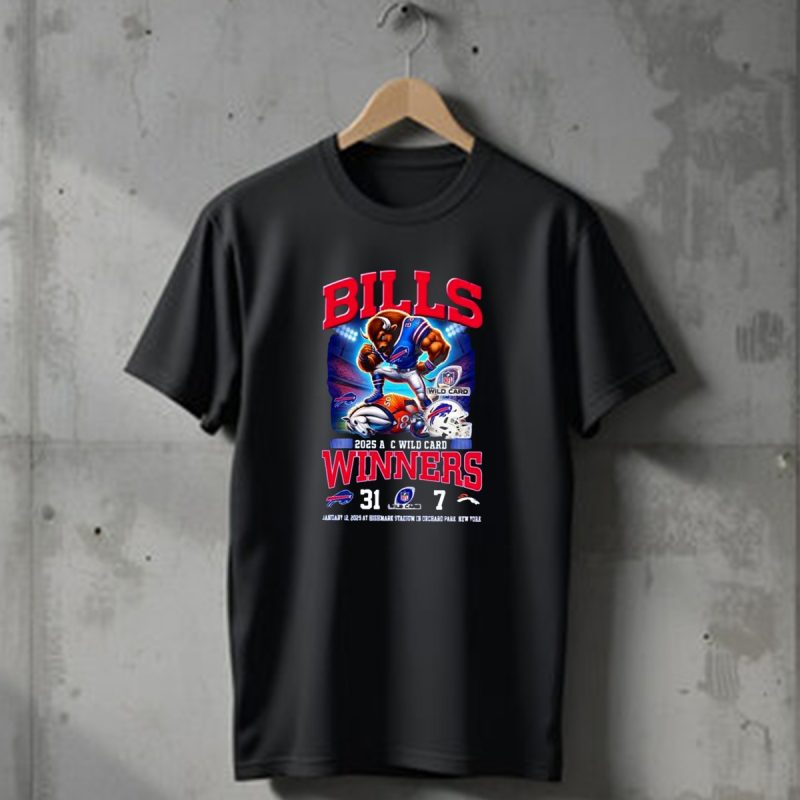 Buffalo Bills 2025 Afc Wild Card Winner Beat Denver Broncos 31 7 Mascot T Shirt 1 T Shirt 1