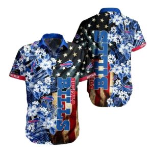 Buffalo Bills American Flag Floral Hawaiian Shirt