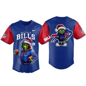 Buffalo Bills And The Grinch Christmas Baseball Jersey