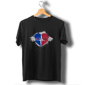 Buffalo Bills Arkansas Razorbacks Heartbeat Split Fan Passion T-Shirt