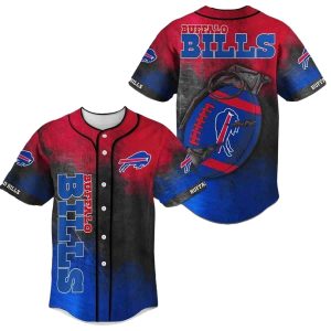 Buffalo Bills Ball Retro Pattern Baseball Jersey