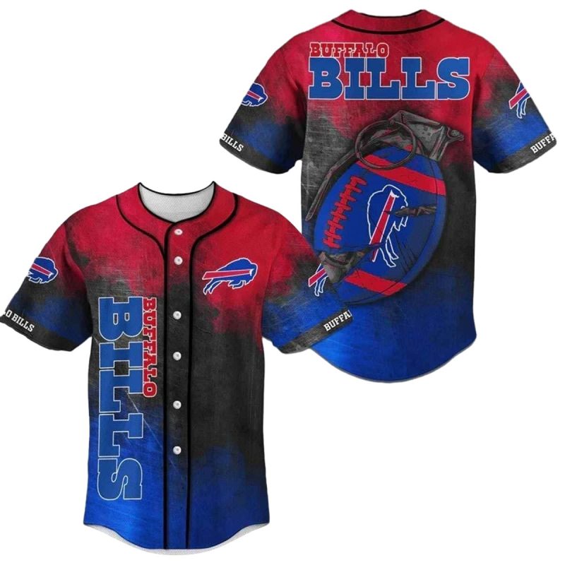 Buffalo Bills Ball Retro Pattern Baseball Jersey 1