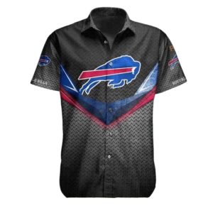 Buffalo Bills Black Metallic Textured Pattern Hawaiian Shirt