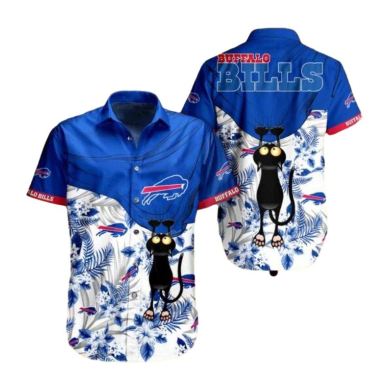 Buffalo-Bills-Blue-Floral-And-Funny-Black-Cat-Hawaiian-Shirt-1 Buffalo Bills Blue Floral And Funny Black Cat Hawaiian Shirt 1