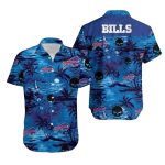 Buffalo Bills Blue Skull And Palm Tree Design Hawaiian Shirt