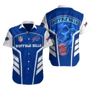 Buffalo Bills Blue Streak Skull Hawaiian Shirt