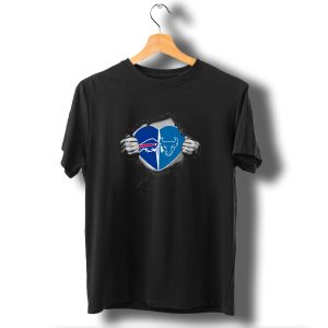 Buffalo Bills Buffalo Bulls Heart Logos Torn Fabric T-Shirt