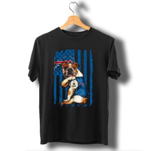 Buffalo Bills Bulldog I Love Mom With Flag And Stars T-Shirt