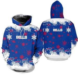 Buffalo Bills Christmas Blue And White Pattern AOP Hoodie