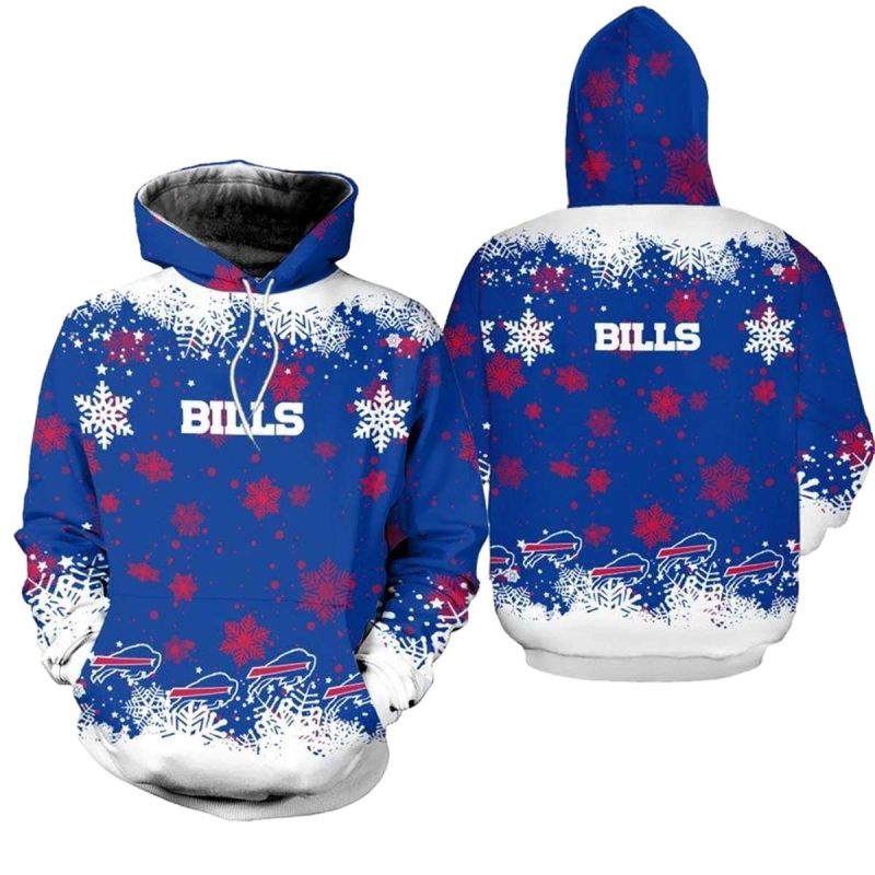 Buffalo Bills Christmas Blue And White Pattern Aop Hoodie 1