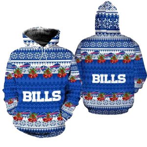Buffalo Bills Christmas Football Nfl Blue And White Pattern AOP Hoodie