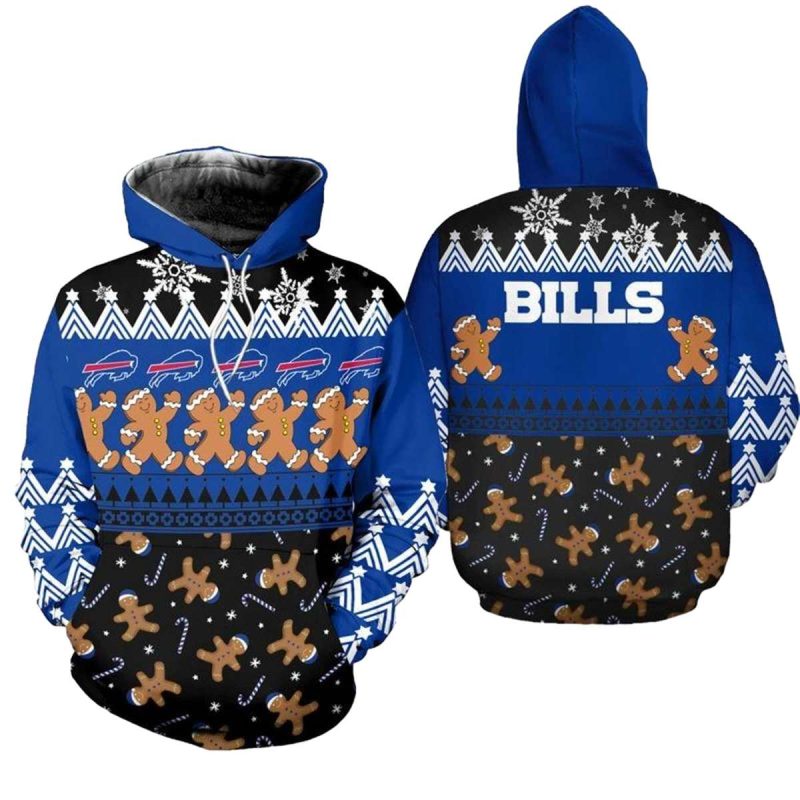 Buffalo Bills Christmas Gingerbread Man Football Aop Hoodie 1