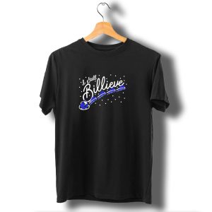 Buffalo Bills Christmas I Still Billieve Santa Sleigh Logo Snowflakes T-Shirt