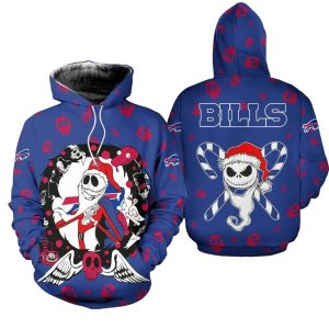 Buffalo Bills Christmas Jack Skellington Santa Claus Football AOP Hoodie