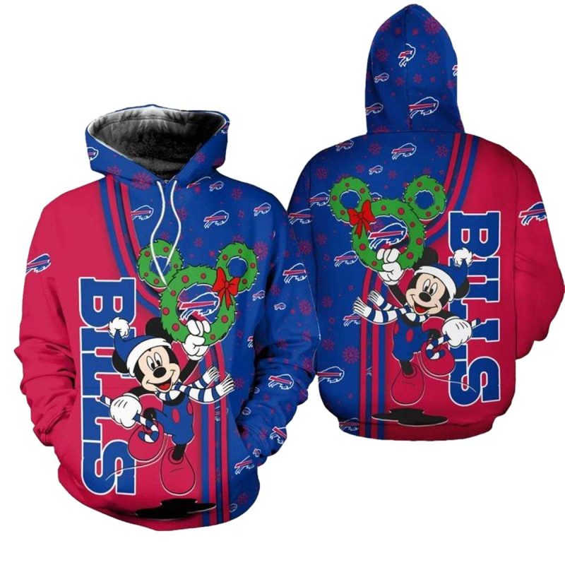 Buffalo Bills Christmas Mickey Santa Aop Hoodie 1