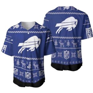 Buffalo Bills Christmas Pattern Baseball Jersey