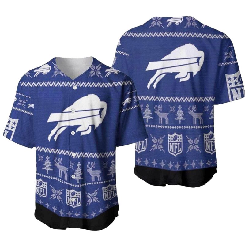 Buffalo Bills Christmas Pattern Baseball Jersey 1