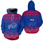 Buffalo Bills Christmas Pattern Reindeer Football Blue And Red AOP Hoodie