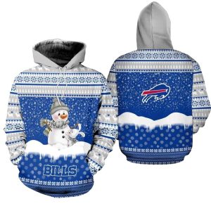 Buffalo Bills Christmas Pattern Snowman Football AOP Hoodie