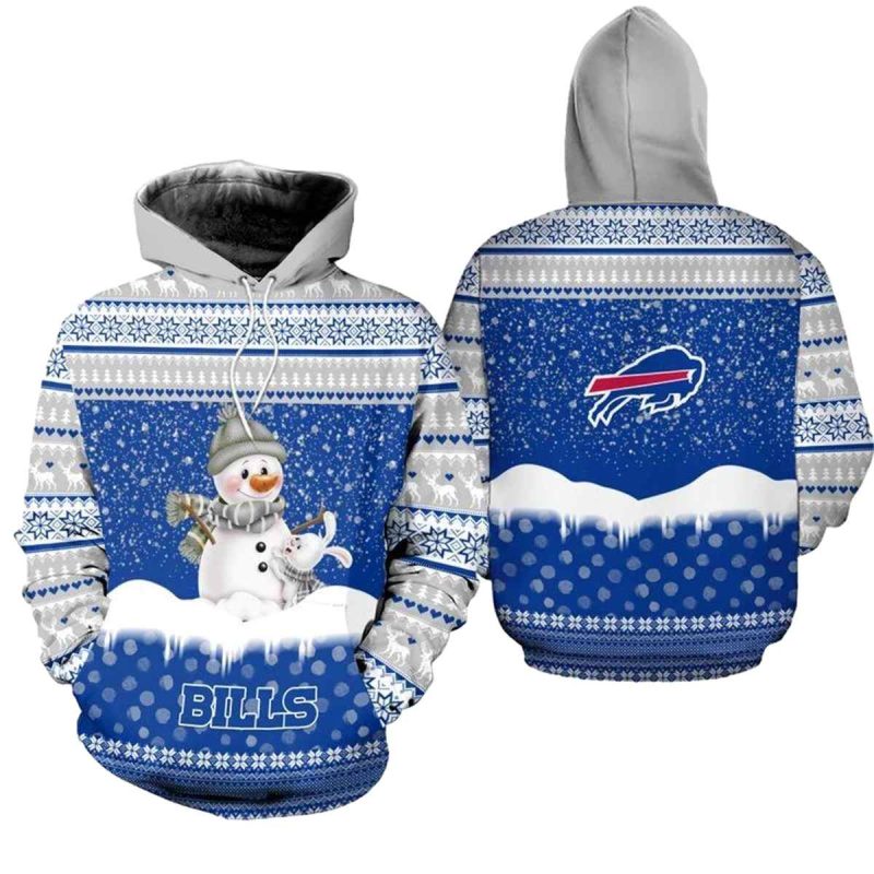 Buffalo Bills Christmas Pattern Snowman Football Aop Hoodie 1