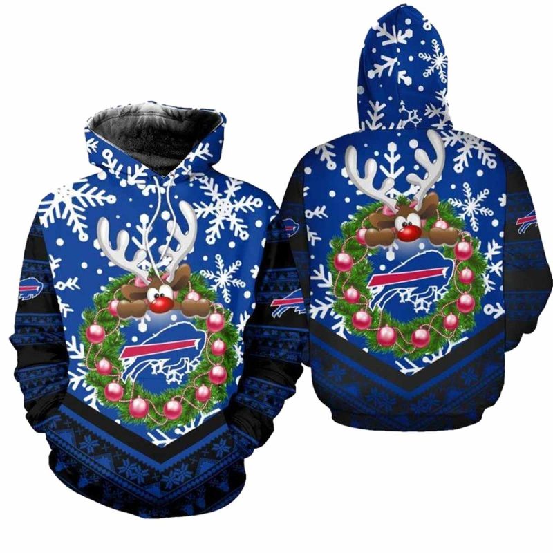 Buffalo Bills Christmas Reindeer Football Aop Hoodie 1
