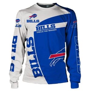 Buffalo Bills Circle The Wagons White And Blue AOP Sweatshirt