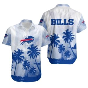 Buffalo Bills Coconut Palm Trees And White Gradient Hawaiian Shirt