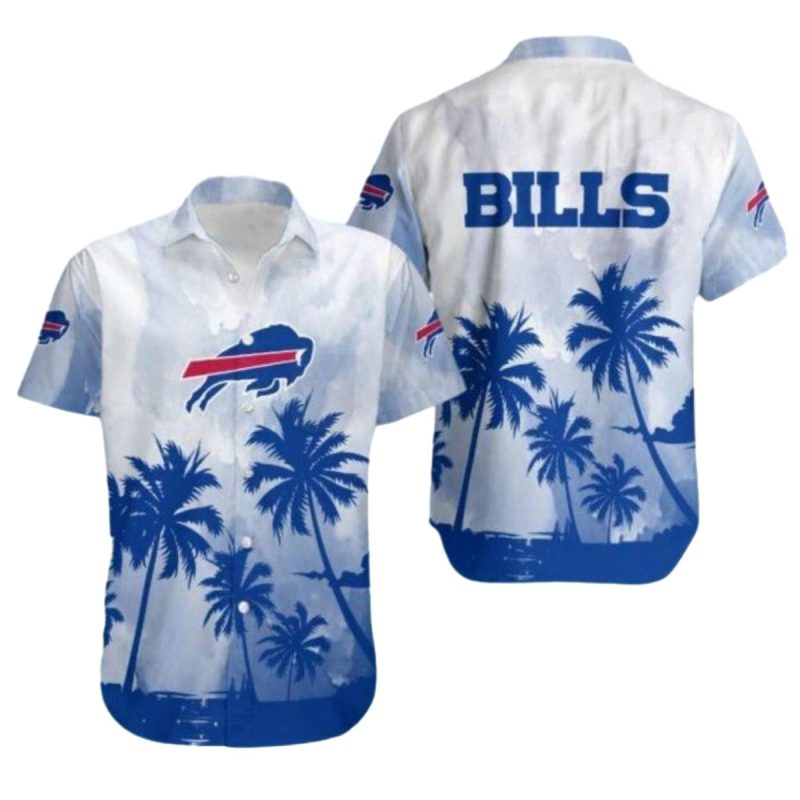Buffalo Bills Coconut Palm Trees And White Gradient Hawaiian Shirt 1