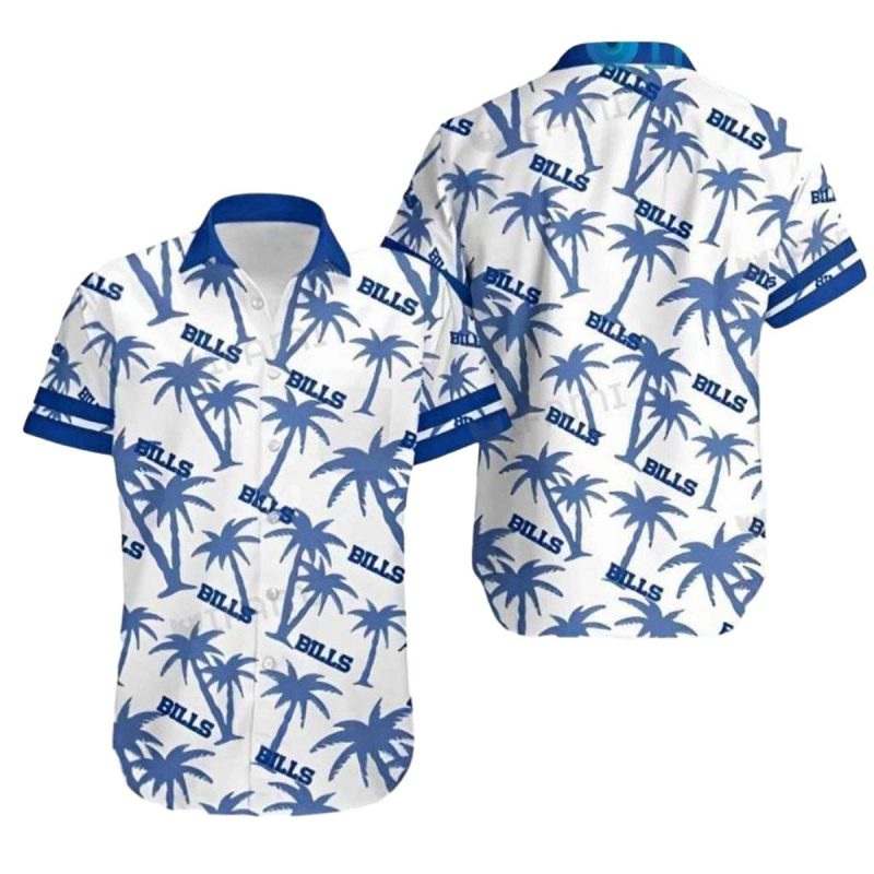 Buffalo Bills Coconut Tree White Hawaiian Shirt 1