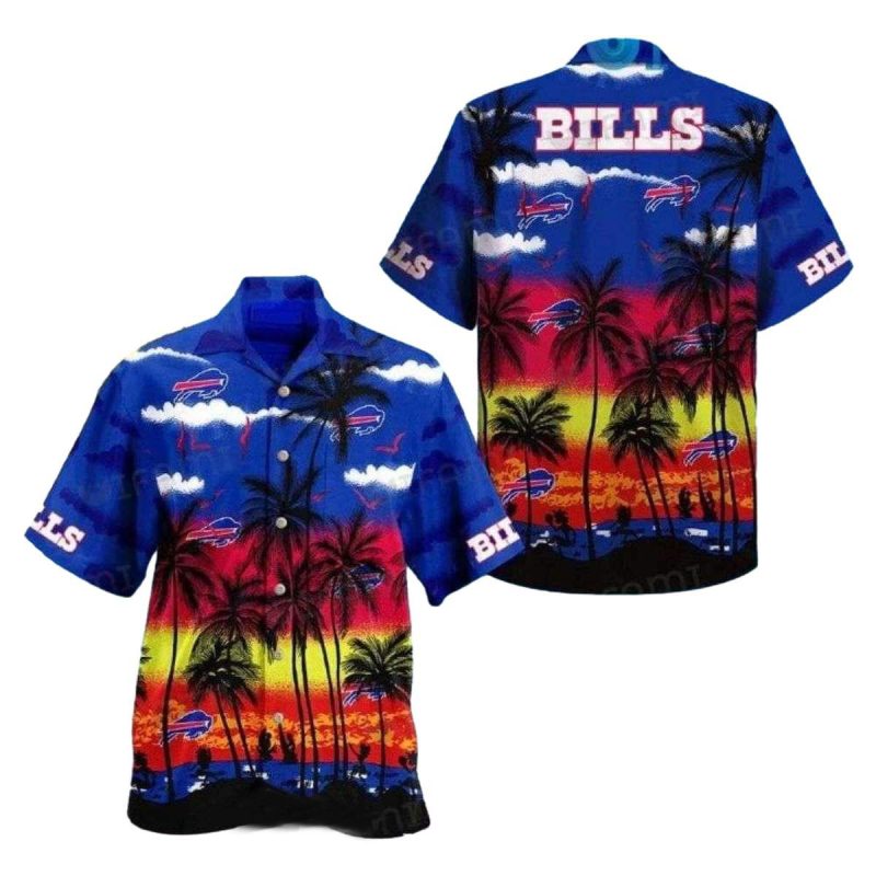 Buffalo Bills Coconut Trees Sunset Tropics Hawaiian Shirt 1