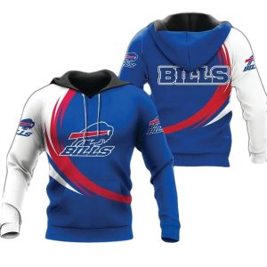 Buffalo Bills Curve Graphic Blue And White Gift For Fans AOP Hoodie