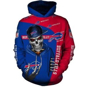 Buffalo Bills Cute Death Skull With Hat AOP Hoodie