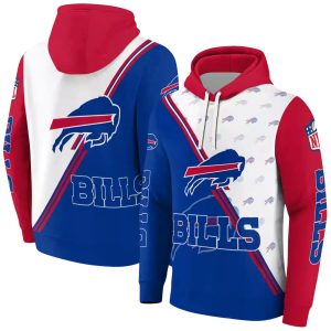 Buffalo Bills Diagonal Stripe Blue White AOP Hoodie