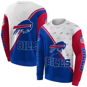 Buffalo Bills Diagonal Stripe Blue White AOP Sweatshirt