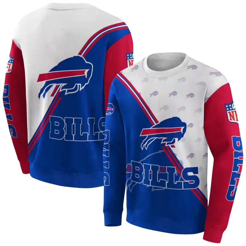 Buffalo Bills Diagonal Stripe Blue White Aop Sweatshirt 1