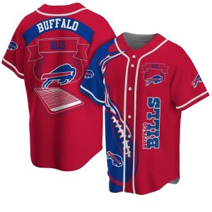 Buffalo Bills Flame Ball Red Baseball Jersey