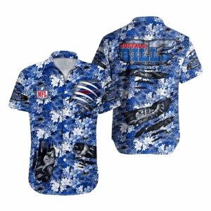 Buffalo Bills Floral Emblem Blue Hawaiian Shirt