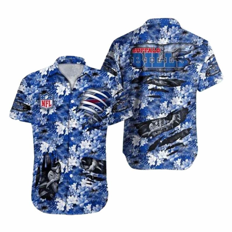 Buffalo Bills Floral Emblem Blue Hawaiian Shirt 1