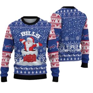Buffalo Bills Funny Santa Claus In The Chimney Ugly Sweater