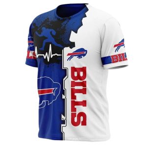 Buffalo Bills Graphic Heart Ecg Line AOP T-Shirt