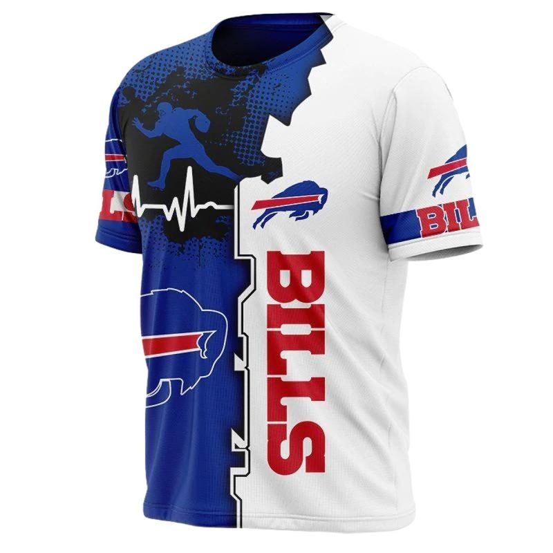Buffalo Bills Graphic Heart Ecg Line Aop T Shirt 1