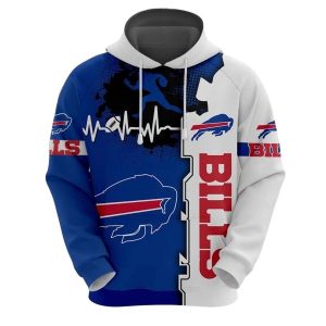 Buffalo Bills Graphic Heartbeat Ecg Line AOP Hoodie