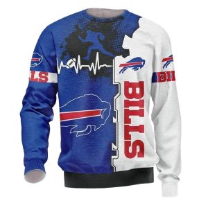 Buffalo Bills Graphic Heartbeat Ecg Line AOP Sweatshirt