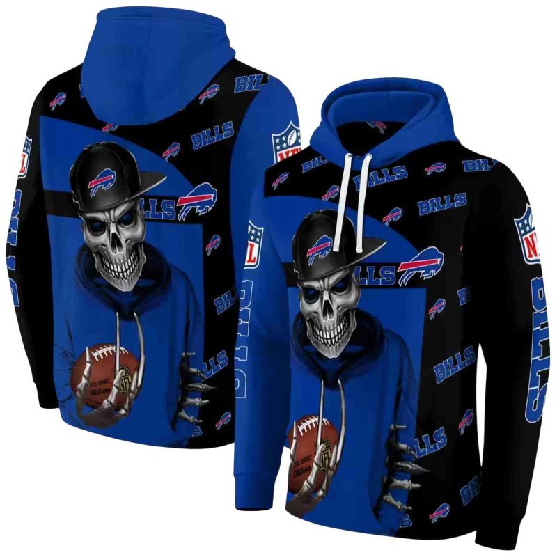 Buffalo Bills Grim Vibe Blue Black Aop Hoodie 1
