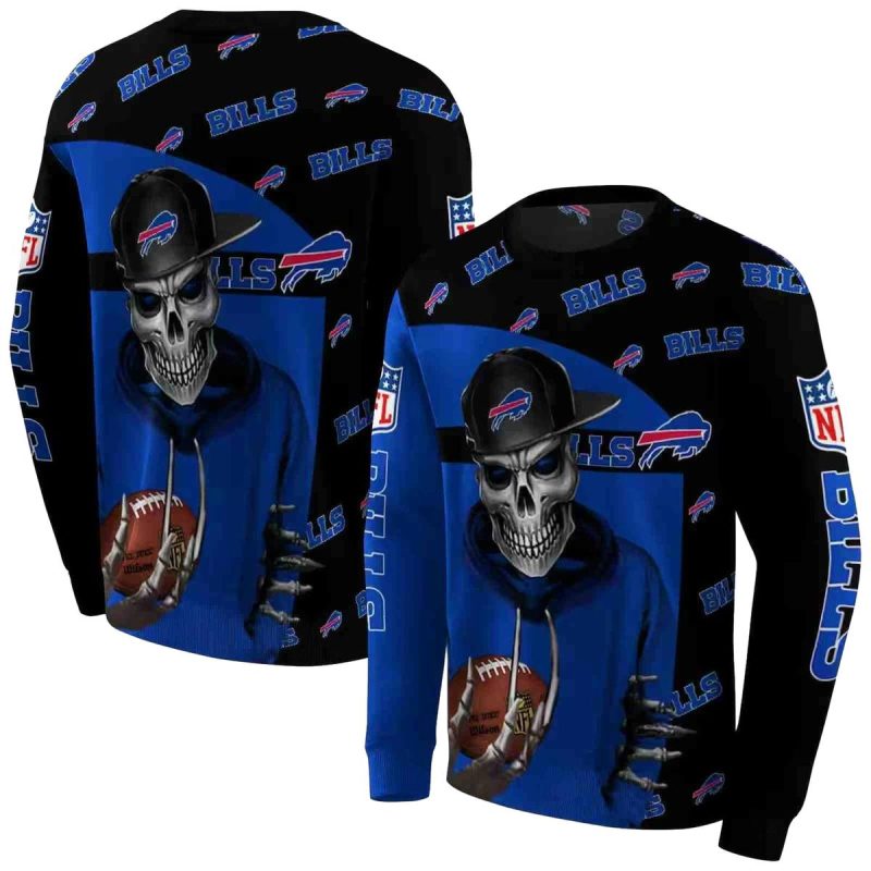 Buffalo Bills Grim Vibe Blue Black Aop Sweatshirt 1