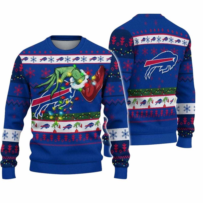 Buffalo Bills Grinch Hand Ugly Sweater 1