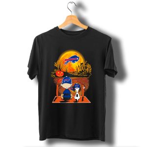 Buffalo Bills Halloween Snoopy And Charlie Brown Pumpkin Full Moon T-Shirt