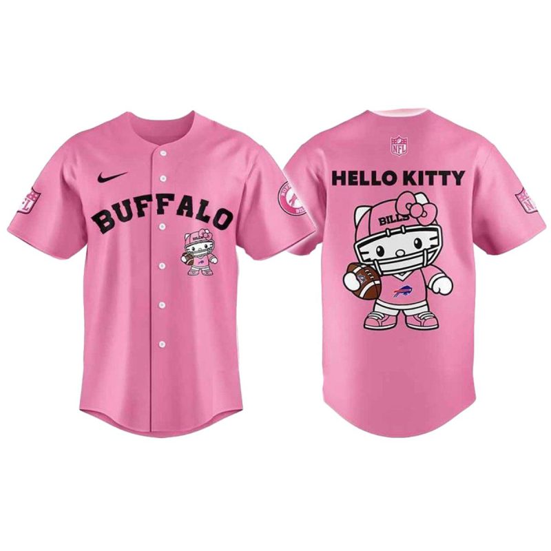 Buffalo Bills Hello Kitty Pink Baseball Jersey 1